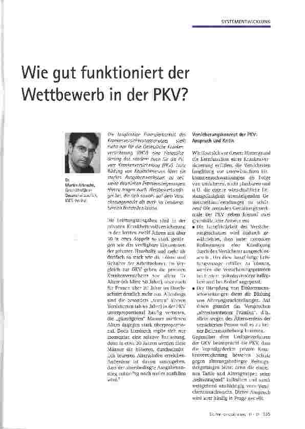 Vorschauseite 1: Wie gut funktioniert der Wettbewerb in der PKV?