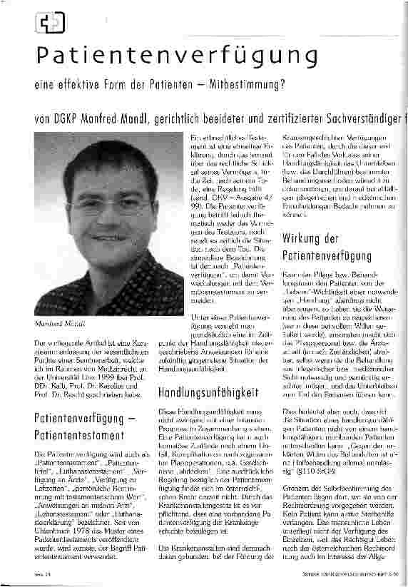 Vorschauseite 1: Patientenverfügung eine effektive Form der Patienten-Mitbestimmung?
