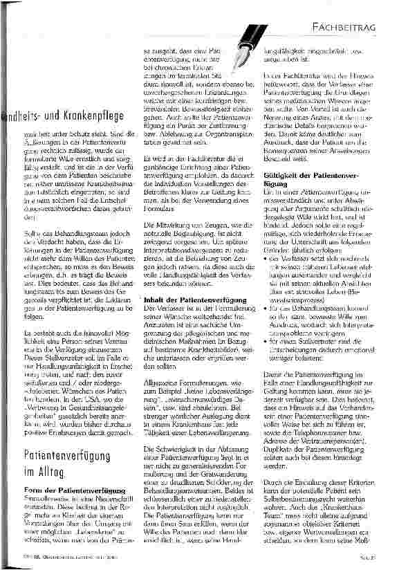Vorschauseite 2: Patientenverfügung eine effektive Form der Patienten-Mitbestimmung?