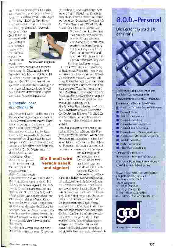 Vorschauseite 2: Joh@nn - Arztbriefe per E-Mail Nutzerfazit: Praktikabel mit Verbesserungspotenzial