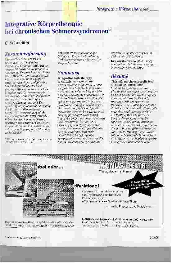 Vorschauseite 1: Integrative Körpertherapie bei chronischen Schmerzsyndromen