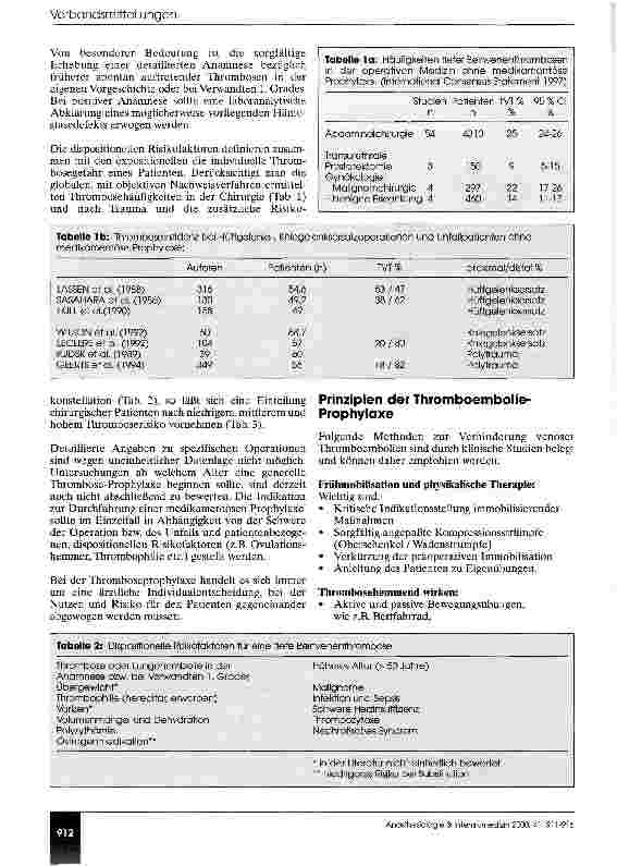Vorschauseite 2: Leitlinien zur stationären und ambulanten Thromboembolie-Prophylaxe in der Chirurgie Expertengespräche zur Thromboembolie-Prophylaxe 1997 und 2000