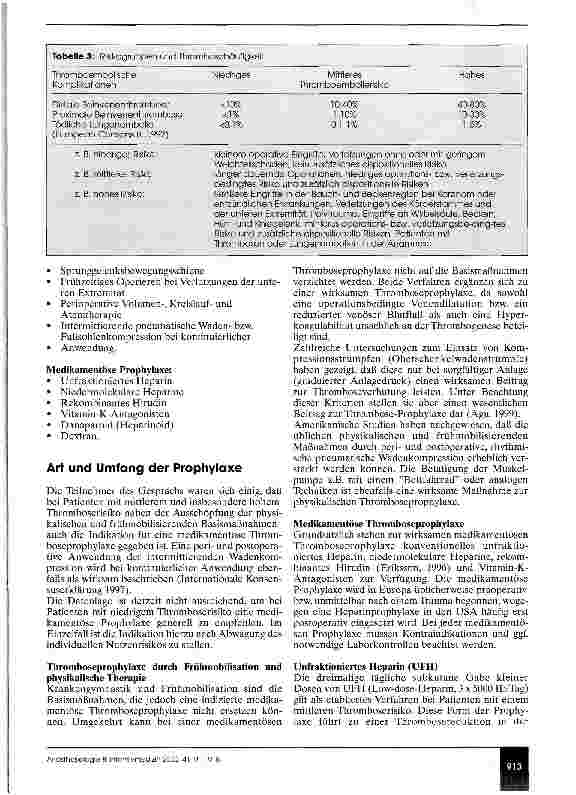 Vorschauseite 3: Leitlinien zur stationären und ambulanten Thromboembolie-Prophylaxe in der Chirurgie Expertengespräche zur Thromboembolie-Prophylaxe 1997 und 2000