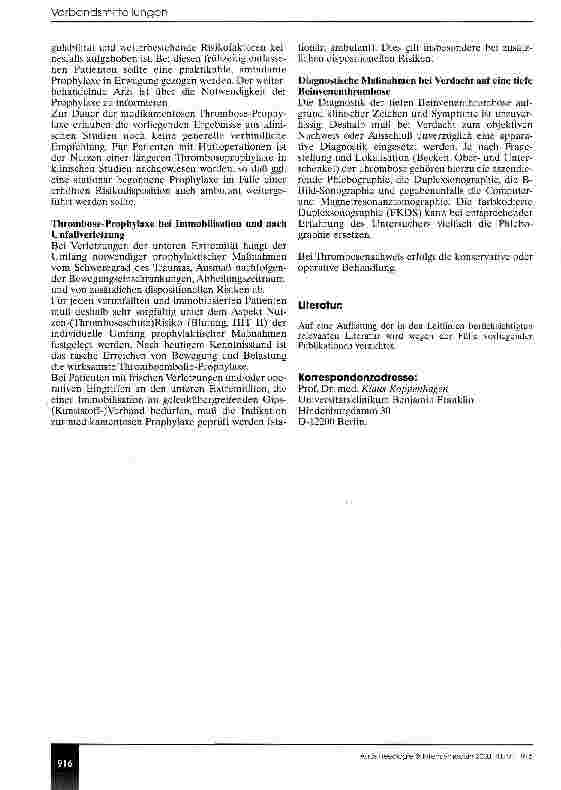 Vorschauseite 6: Leitlinien zur stationären und ambulanten Thromboembolie-Prophylaxe in der Chirurgie Expertengespräche zur Thromboembolie-Prophylaxe 1997 und 2000