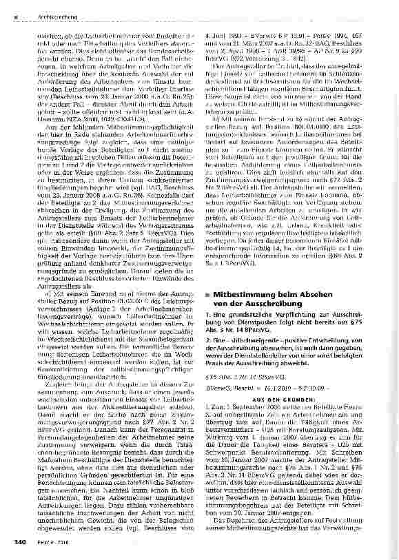 Vorschauseite 1: Mitbestimmung beim Absehen von der Ausschreibung