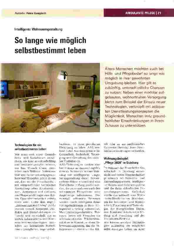 Vorschauseite 1: So lange wie möglich selbstbestimmt leben