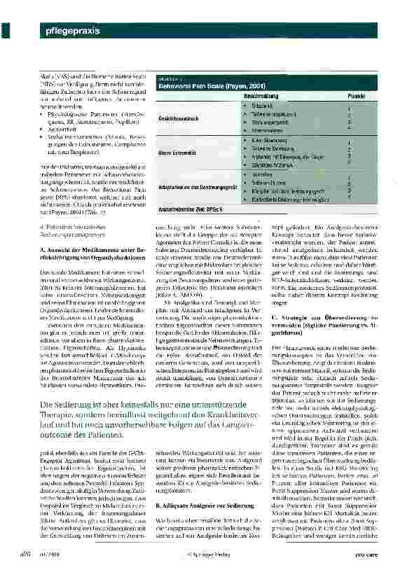 Vorschauseite 3: Analgosedierung im Jahr 2010