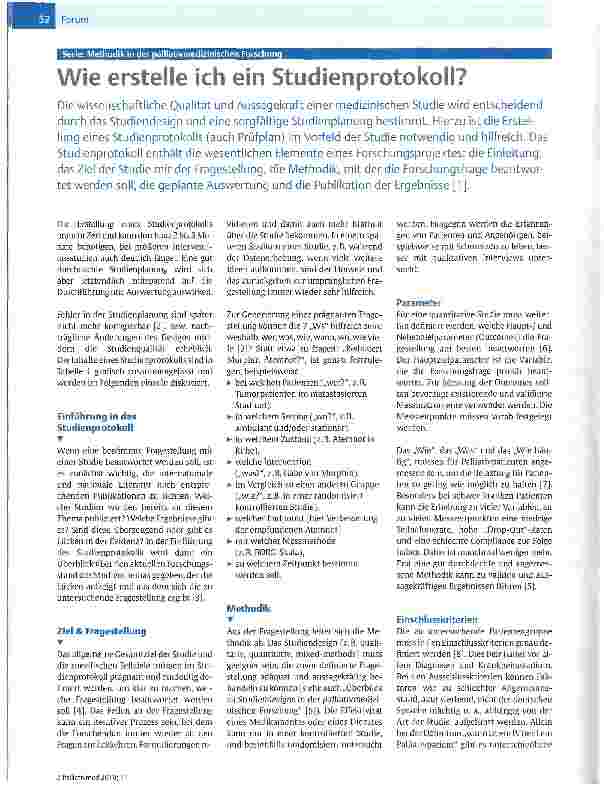 Vorschauseite 1: Wie erstelle ich ein Studienprotokoll?