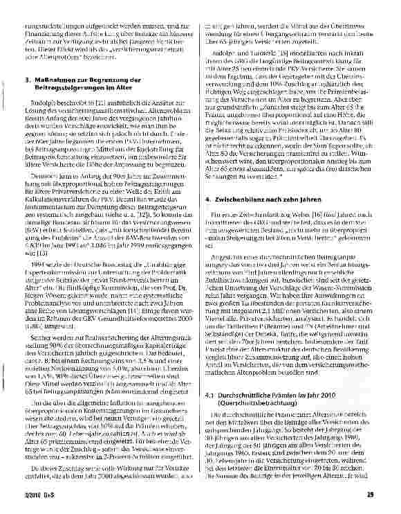 Vorschauseite 3: Zu den Altersbeiträgen in der privaten Krankenversicherung 10 Jahre nach Umsetzung der Empfehlungen der Wasem-Kommission - Eine Zwischenbilanz