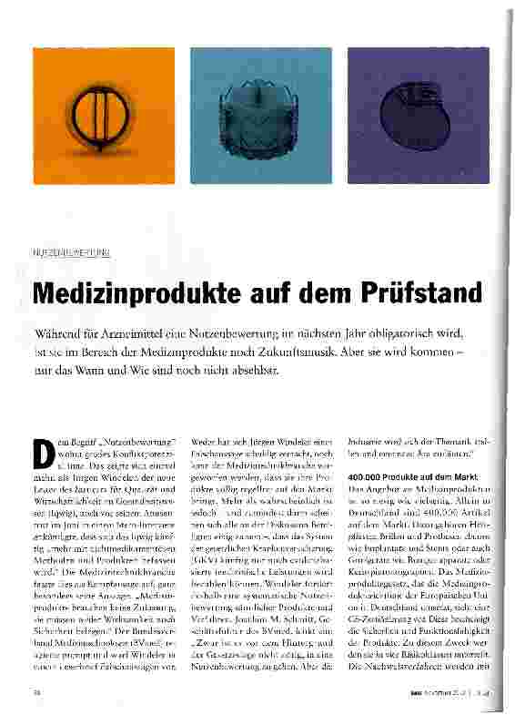 Vorschauseite 1: Medizinprodukte auf dem Prüfstand