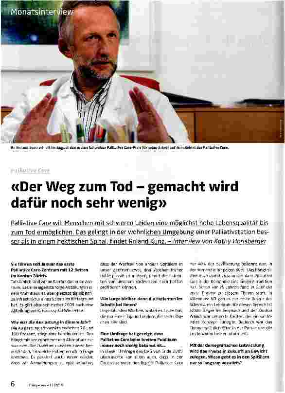 Vorschauseite 1: «Der Weg zum Tod - gemacht wird dafür noch sehr wenig»