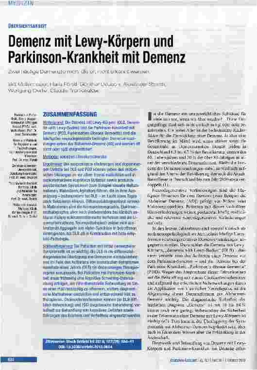 Vorschauseite 1: Demenz mit Lewy-Körpern und Parkinson-Krankheit mit Demenz