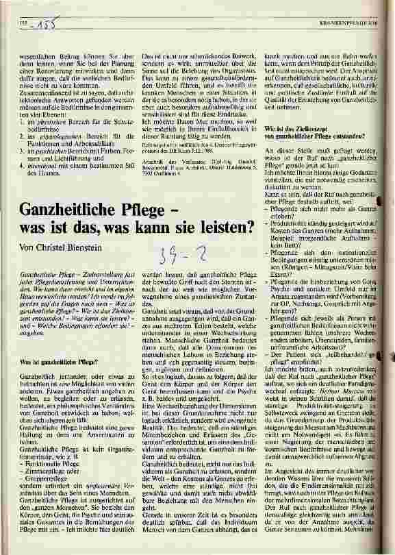 Vorschauseite 1: Ganzheitliche Pflege - was ist das, was kann sie leisten?