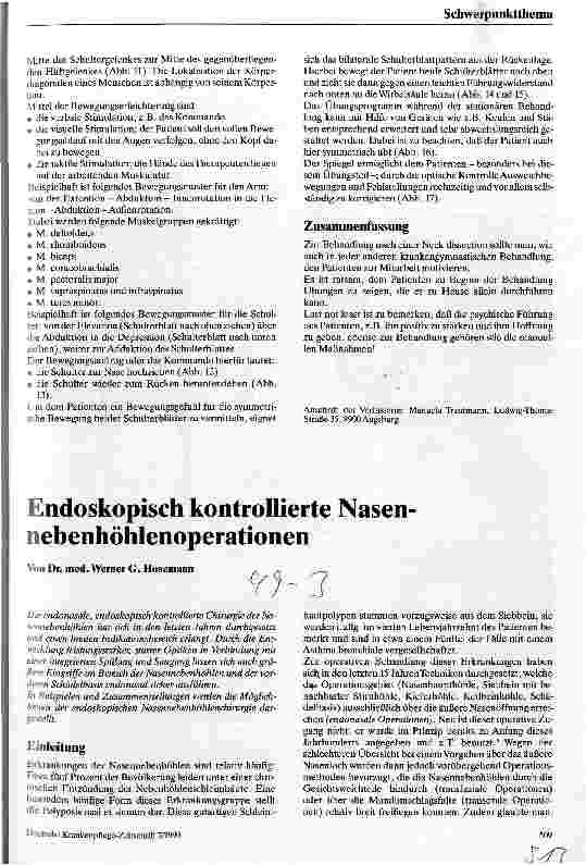 Vorschauseite 1: Endoskopisch kontrollierte Nasennebenhöhlenoperation