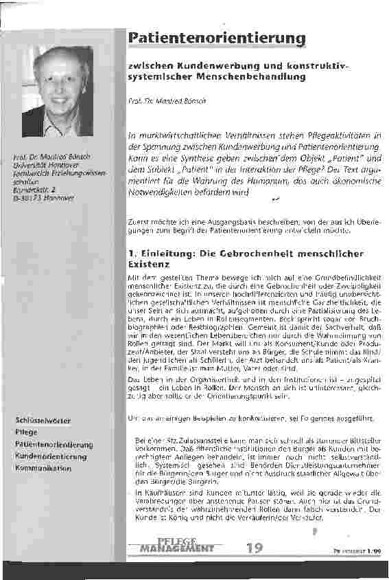 Vorschauseite 1: Patientenorientierung zwischen Kundenwerbung und konstruktiv-systemischer Menschenbehandlung