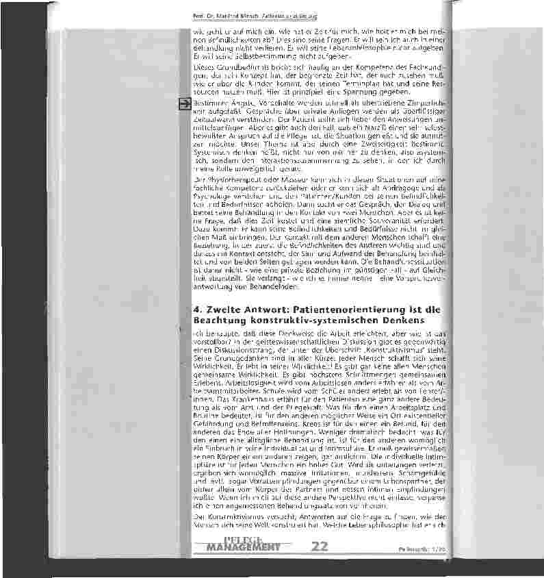 Vorschauseite 4: Patientenorientierung zwischen Kundenwerbung und konstruktiv-systemischer Menschenbehandlung