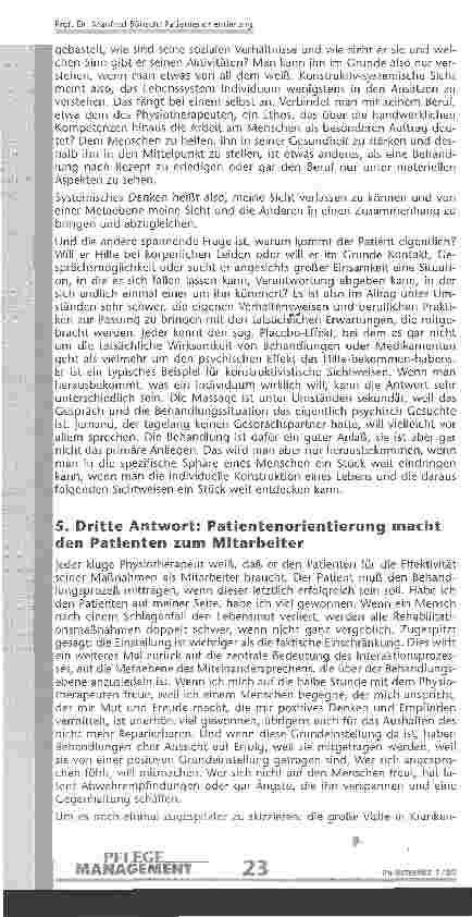 Vorschauseite 5: Patientenorientierung zwischen Kundenwerbung und konstruktiv-systemischer Menschenbehandlung