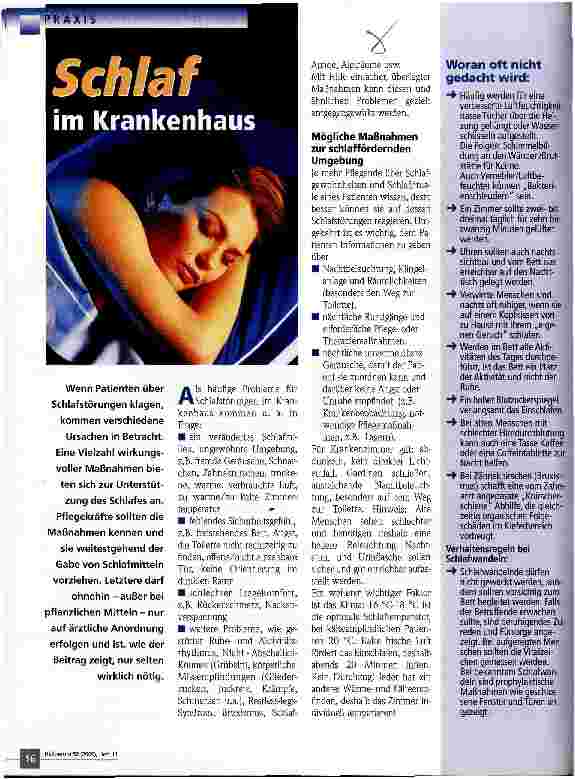 Vorschauseite 1: Schlaf im Krankenhaus