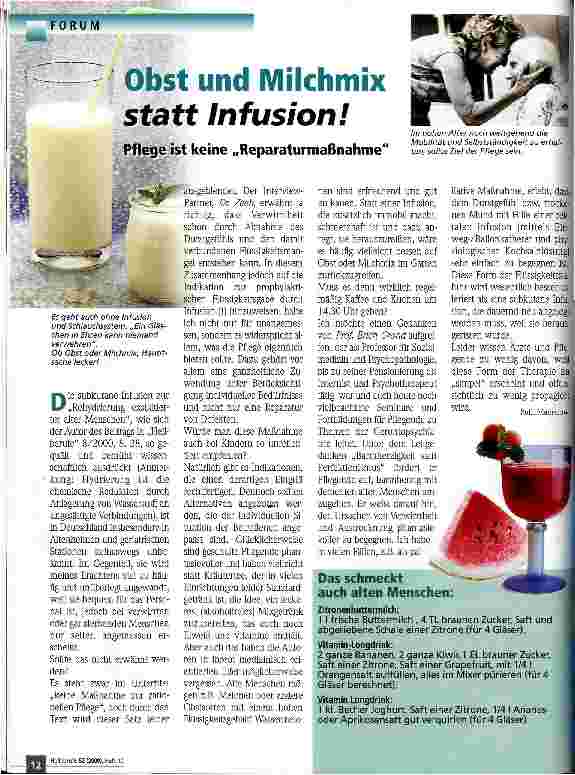 Vorschauseite 1: Obst und Milchmix statt Infusion!