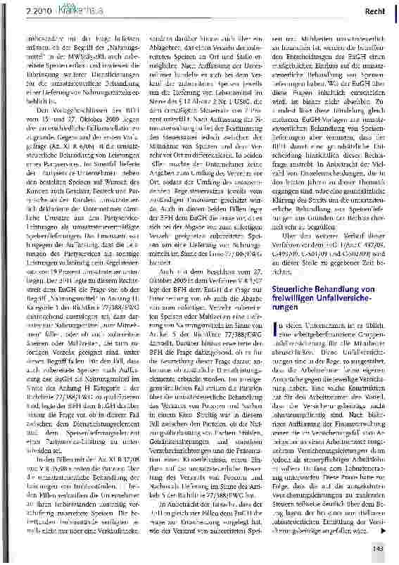 Vorschauseite 2: Umsatzsteuerliche Behandlung von Speisenlieferungen