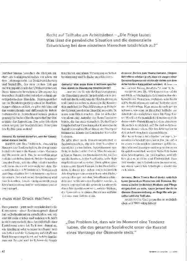 Vorschauseite 3: Klarer Fall!? Demenzbetroffene und UN-Behindertenrechtskonvention