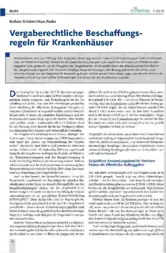 Vorschauseite 1: Vergaberechtliche Beschaffungs regeln für Krankenhäuser