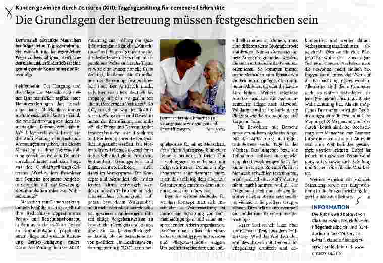 Vorschauseite 1: Die Grundlagen der Betreuung müssen festgeschrieben sein