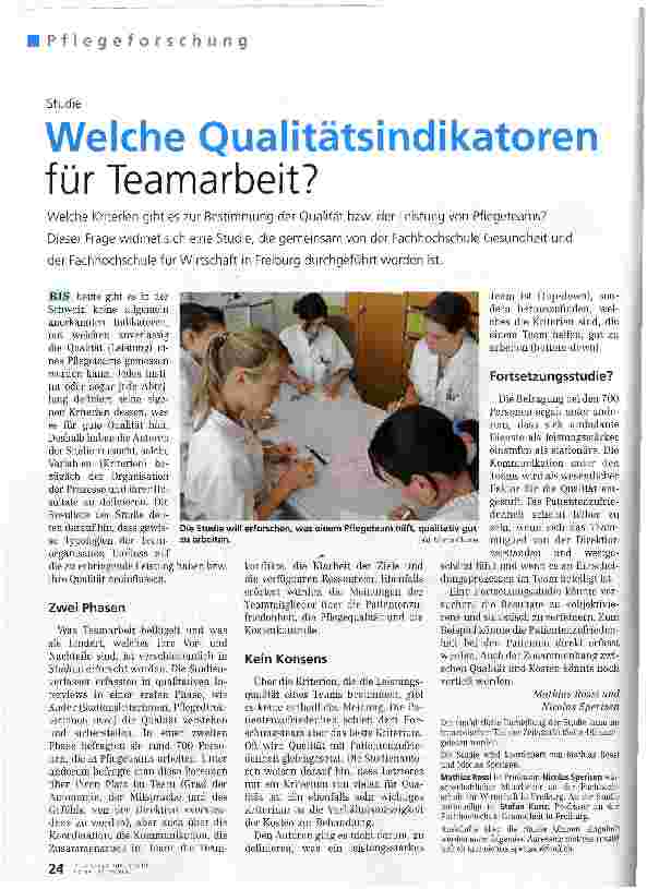 Vorschauseite 1: Welche Qualitätsindikatoren für Teamarbeit?