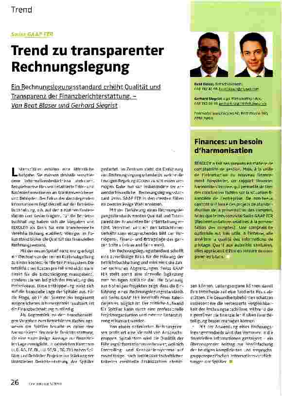 Vorschauseite 1: Trend zu transparenter Rechnungslegung