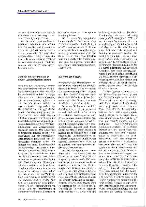 Vorschauseite 2: Versorgungsmanagement -zukünftiges Geschäftsfeld der Industrie?