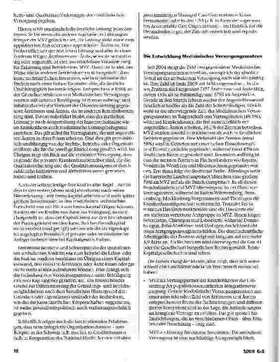 Vorschauseite 2: Medizinische Versorgungszentren - Eine innovative und attraktive Antwort auf die Herausforderungen an die ambulante Versorgung