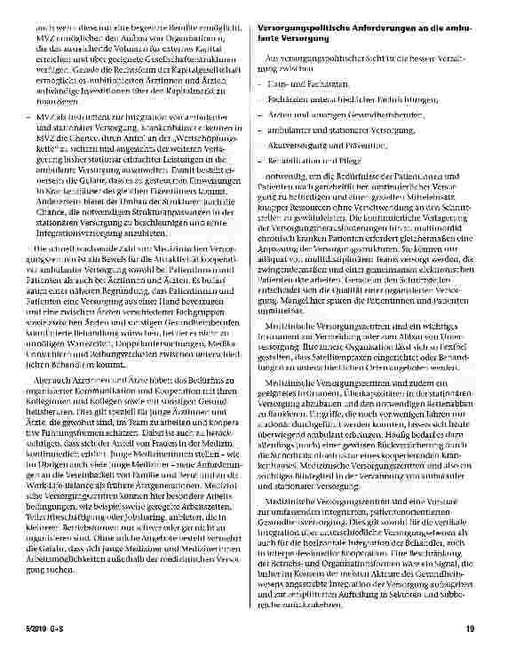 Vorschauseite 3: Medizinische Versorgungszentren - Eine innovative und attraktive Antwort auf die Herausforderungen an die ambulante Versorgung
