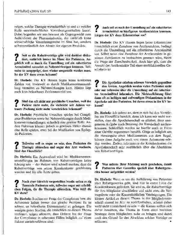 Vorschauseite 2: Rabattarzneimittel führen selten zu Verunsicherung