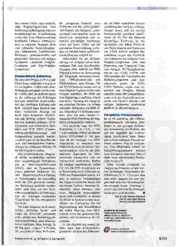 Vorschauseite 2: Sichere Tumordiagnosen sind auch ohne Staging-Operationen möglich