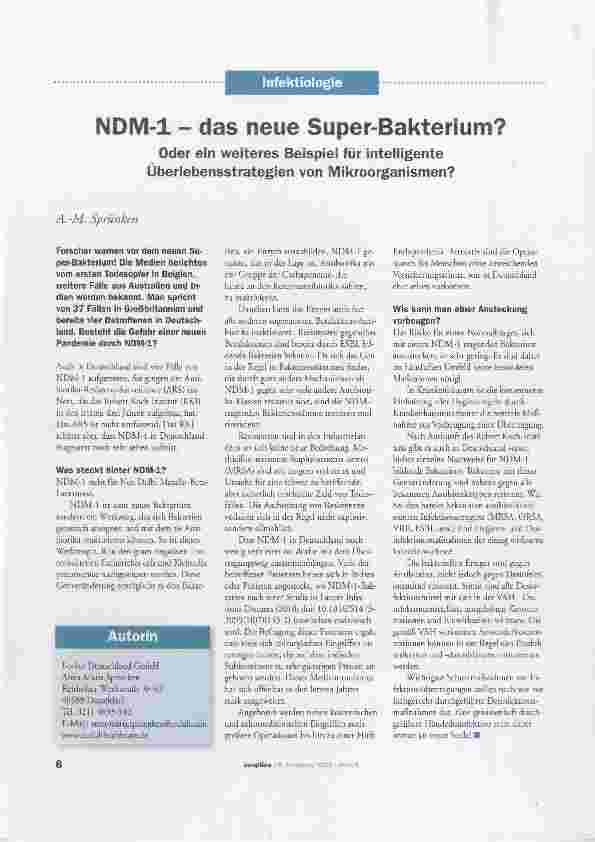 Vorschauseite 1: NDM-l das neue Super-Bakterium?