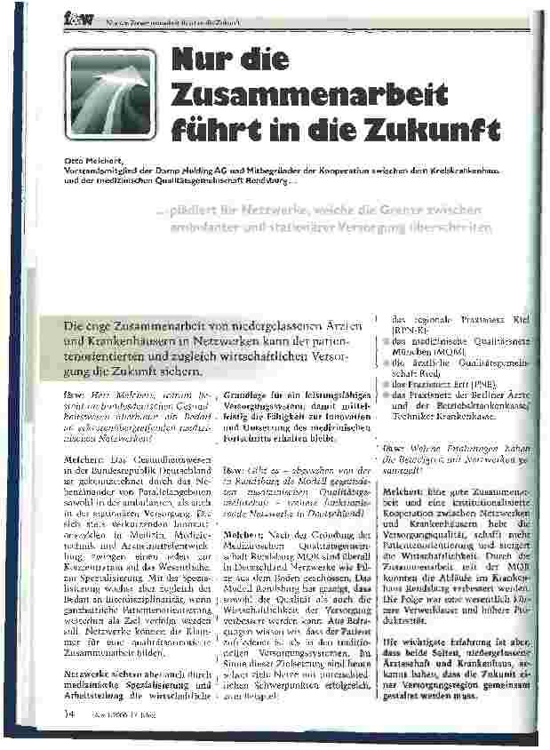 Vorschauseite 1: Nur die Zusammenarbeit führt in die Zukunft