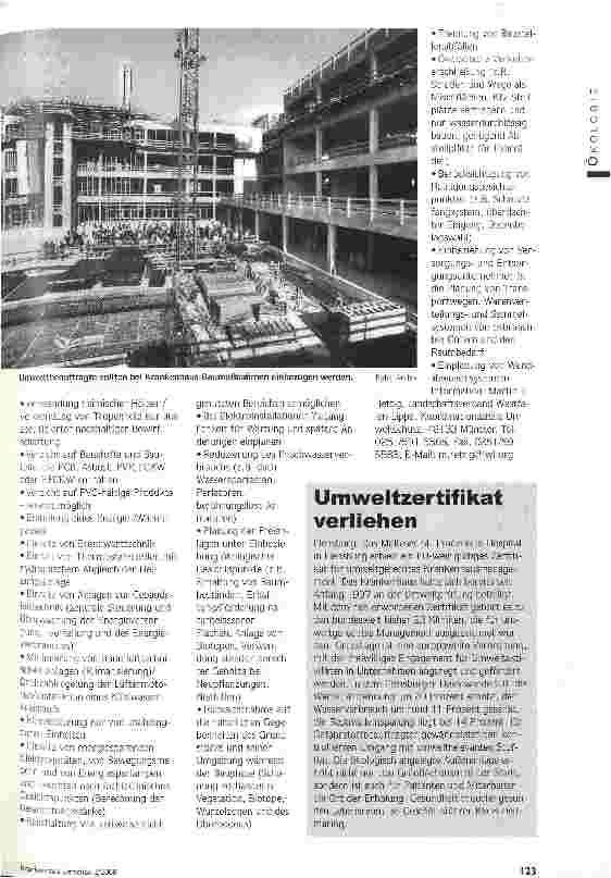 Vorschauseite 2: Grundsätze ökologischen Bauens Ökologiebeauftragte und Architekten sollen zusammenarbeiten