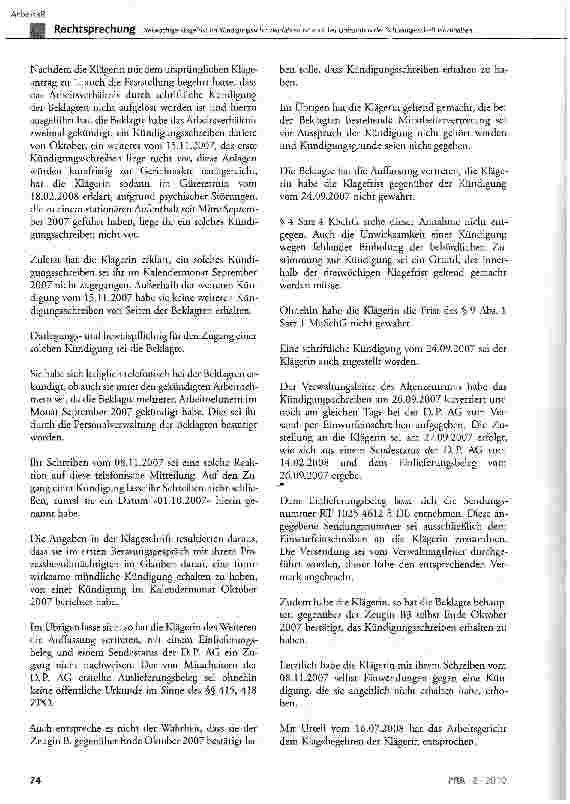 Vorschauseite 3: Dreiwöchige Klagefrist im Kündigungsschutzverfahren ist auch bei Unkenntnis der Schwangerschaft einzuhalten