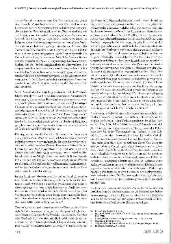 Vorschauseite 4: Maßnahmenempfehlungen und Sicherheitsinformationen im Kontext produkthaftungsrechtlicher Ansprüche-die Reichweite des Fehlerbegriffs bei Medizinprodukten