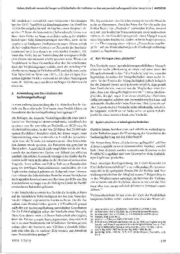 Vorschauseite 5: Maßnahmenempfehlungen und Sicherheitsinformationen im Kontext produkthaftungsrechtlicher Ansprüche-die Reichweite des Fehlerbegriffs bei Medizinprodukten
