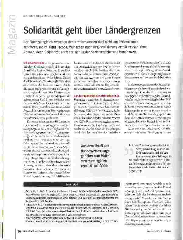 Vorschauseite 1: Solidarität geht über Ländergrenzen