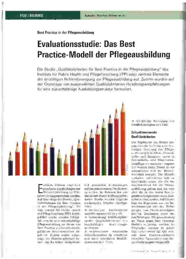 Vorschauseite 1: Evaluationsstudie: Das Best Practice-Modell der Pflegeausbildung