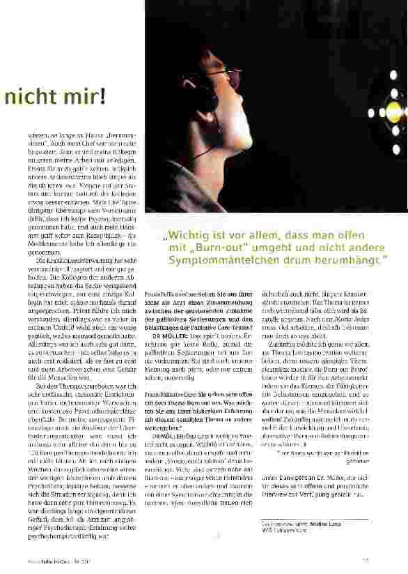 Vorschauseite 2: Burn-out - ein Thema in Palliative Care! Ein Betroffener schildert seine ErfahrungenDas passiert den anderen, nicht mir