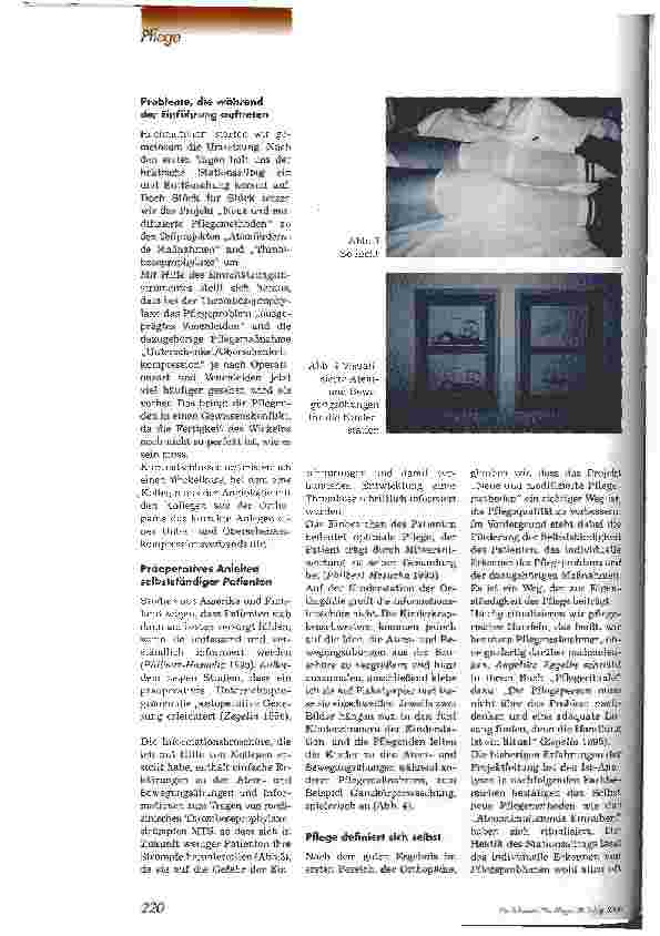 Vorschauseite 3: Modifizierte Pflegemethoden zur Thromboseund Pneumonieprophylaxe 2. Teil: Die ersten Erfahrungen