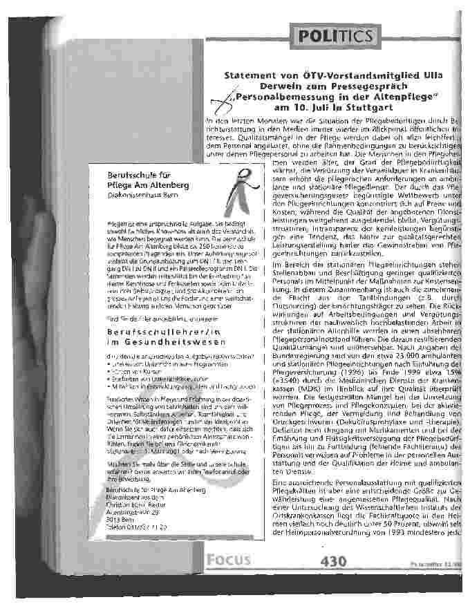 Vorschauseite 1: Statement zum Pressegespräch Personalbemessung in der Altenpflege