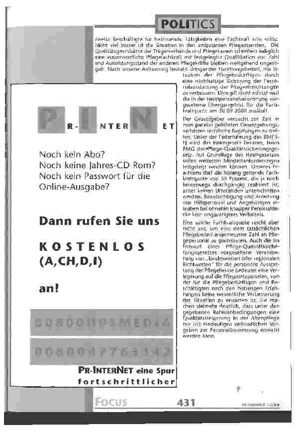 Vorschauseite 2: Statement zum Pressegespräch Personalbemessung in der Altenpflege