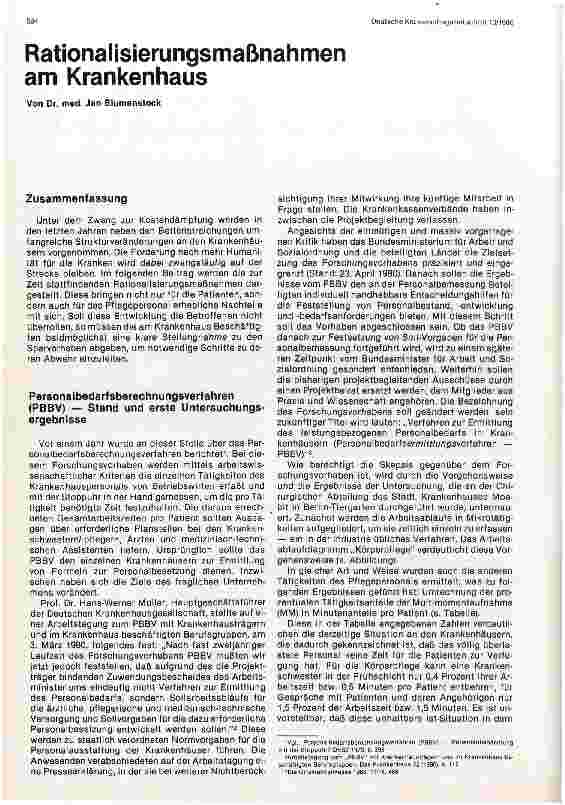 Vorschauseite 1: Rationalisierungsmaßnahmen im Krankenhaus