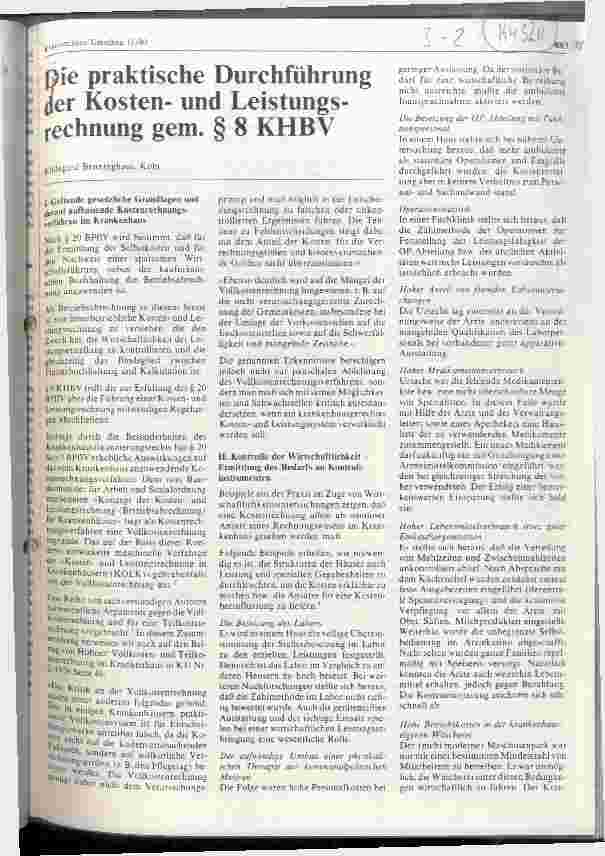 Vorschauseite 1: Die praktische Durchführung der Kostenund Leistungsrechnung gem. Paragraph 8 KHBV