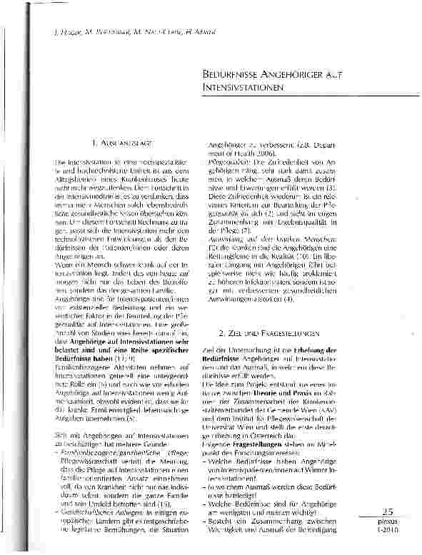 Vorschauseite 1: BEDÜRFNISSE ANGEHÖRIGER AUF INTENSIVSTATIONEN