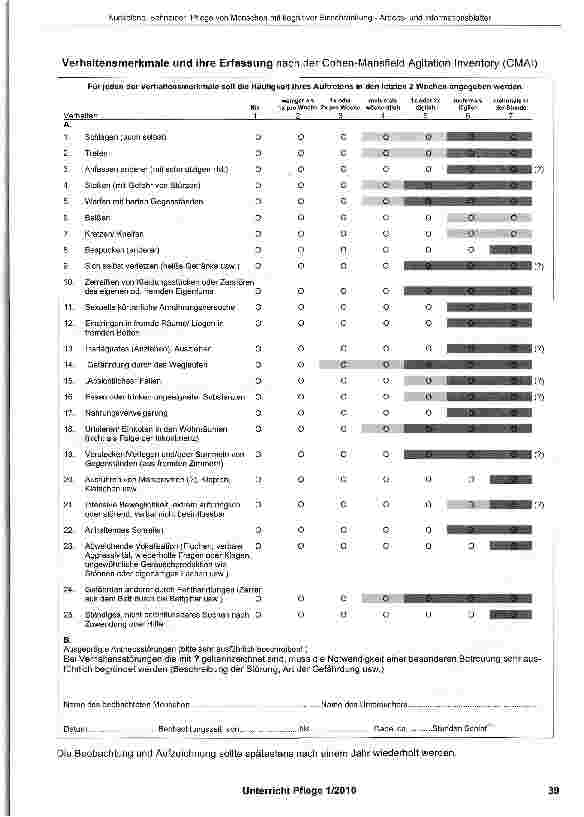 Vorschauseite 3: Informationsund Arbeitsblätter zum Thema: Pflege von Menschen mit kognitiver Einschränkung